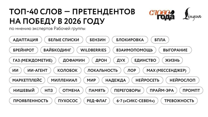 Названы 40 главных слов 2026 года — в списке наши боли и радости последних нескольких месяцев